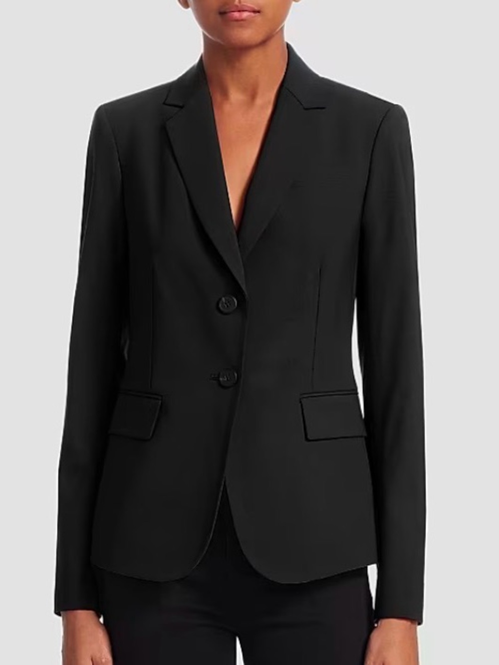 Theory Black Tailored Two-Button Blazer- 6 wool Lycra